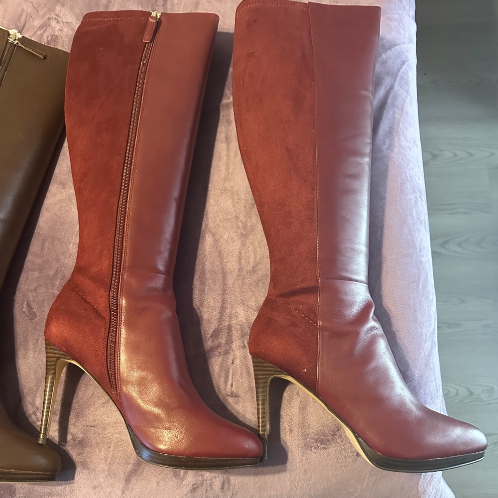 Nine West Quizme Platform Boots Sz 11 Wine